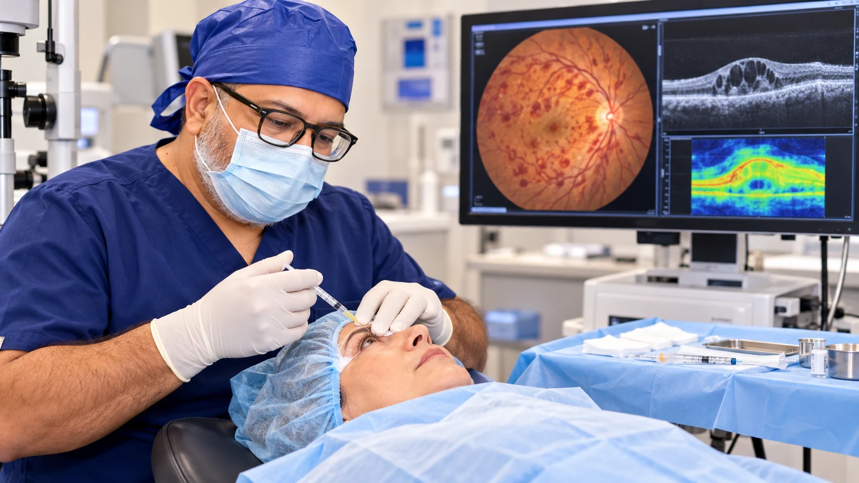 Dr Rahul Dubey providing treatment for retinal vein occlusion